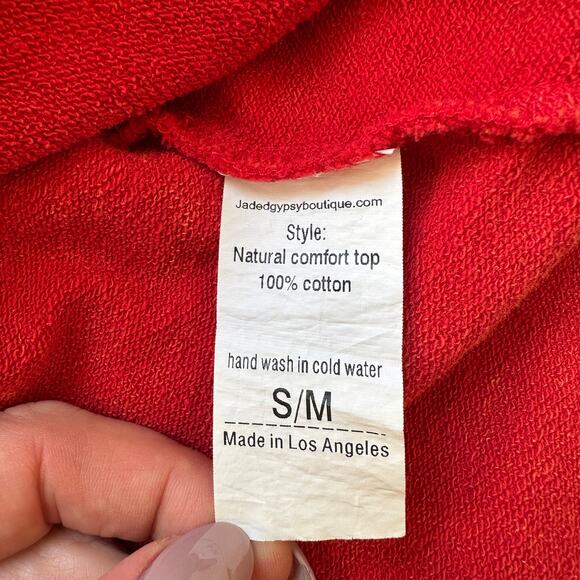 Faded Gypsy Rust Cotton Button Up Sweatshirt Shacket, Oversized, size Medium - Picture 8 of 9